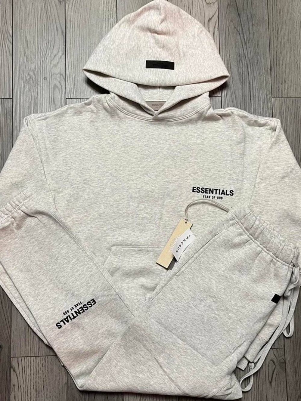 Essentials Men's Heather Light Gray Hoodie with Logo
